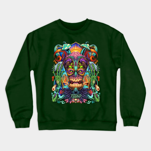 Psychedelic Tiki Creature Crewneck Sweatshirt by FlylandDesigns